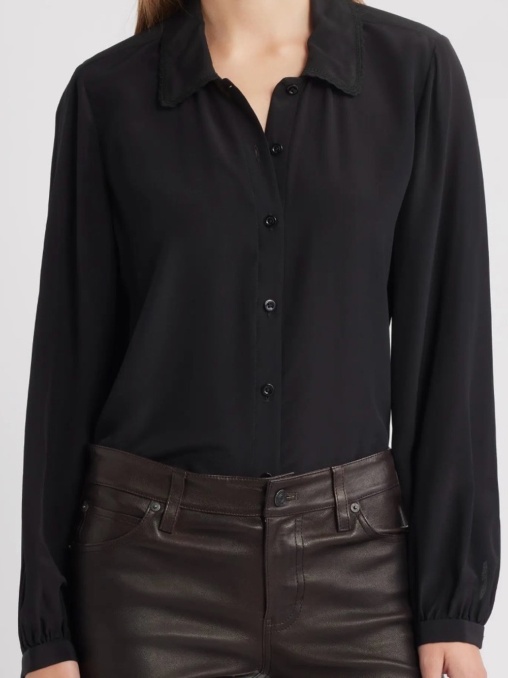 Frame Denim Black Button-Down Long Sleeve Shirt